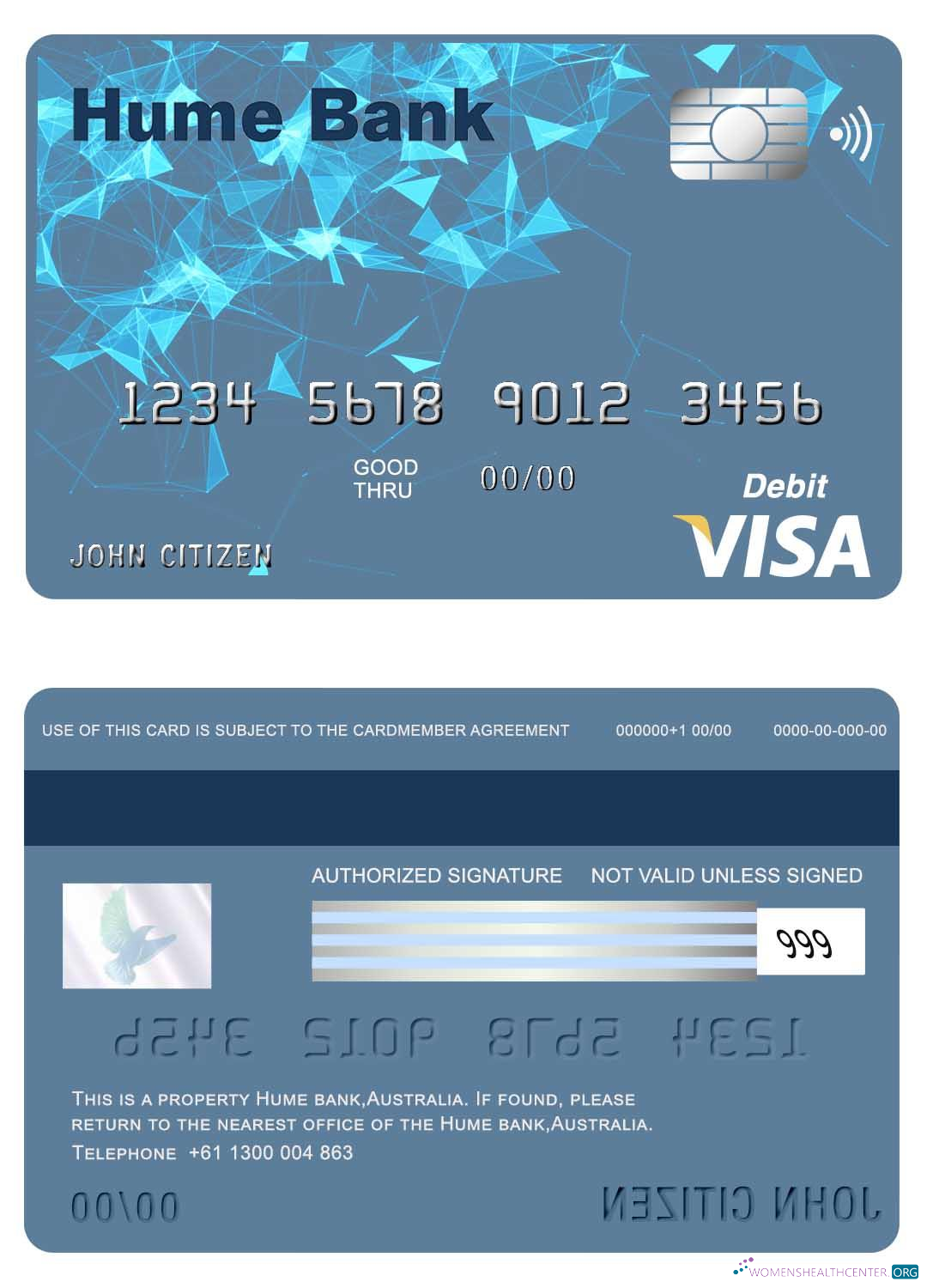 Download Australia Hume bank visa card Photoshop template